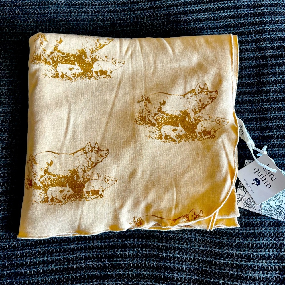 Kate quinn cotton pig print swaddle